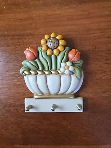 De colección Raro Atún Cerámica Floral Girasol Cesta Pared Llave Colgante Placa Italia - Imagen 1 de 11