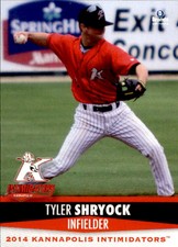 2014 Kannapolis Intimidators Brandt #26 Tyler Shryock Tehachapi California Card