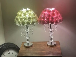 Luxus Rose Kristall Tischlampe LED Leuchte mit hängenden Perlen - elegante Deko - Bild 1 von 27