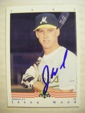 JASON WOOD signed 1992 Classic Best MODESTO A's baseball card AUTO Autographed