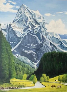 Original Oil Painting on canvas. Handmade. 80 x 60 cm. "Mountain". - Picture 1 of 2