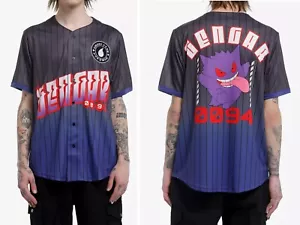 nuova maglia baseball pokemon gengar t-shirt top nintendo unisex uomo m donna l - Foto 1 di 6