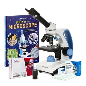 AmScope 40X-1000X Portable Student Microscope XL Kit+Wi-Fi 2.0MP Eyepiece Camera - Picture 1 of 10