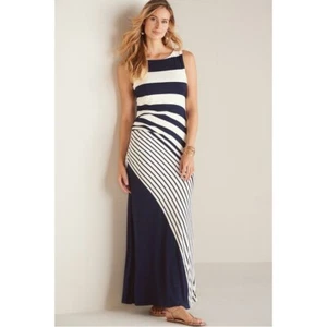 Soft Surroundings Vela Infinity Maxi Dress Small Slimming Striped Sleeveless - Picture 1 of 6