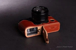 Funda de cuero genuino real para media cámara para FUJIFILM X-Pro1 parte inferior abierta - Imagen 1 de 6