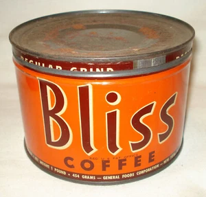 Vintage Werbung Orange Bliss Kaffee 1 Pfund Esel Wagen Metall Rund Blechdose - Bild 1 von 4