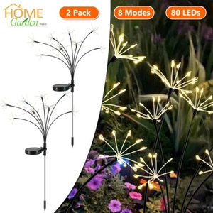2x 80 LED Solar Garden Lights Firefly Pathway Swaying Twinkle Outdoor Lawn Decor - Picture 1 of 8
