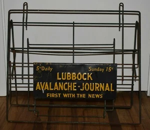 RARE Vintage LUBBOCK TX AVALANCHE JOURNAL 5 CENT NEWSPAPER PAPER RACK SIGN - Picture 1 of 5