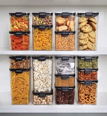 Sistema Tritan Square Ultra Canister Clear Black Glass Plastic Storage Container - Image 1 of 4