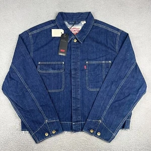 Levis Jean Jacket Mens Extra Large XL Blue Denim Half All Oversized Trucker 1 - Picture 1 of 12