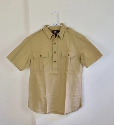 RRL Double RL Ralph Lauren Khaki S/S Men's Medium Shirt Small CPO Navy Military - Image 1 of 3