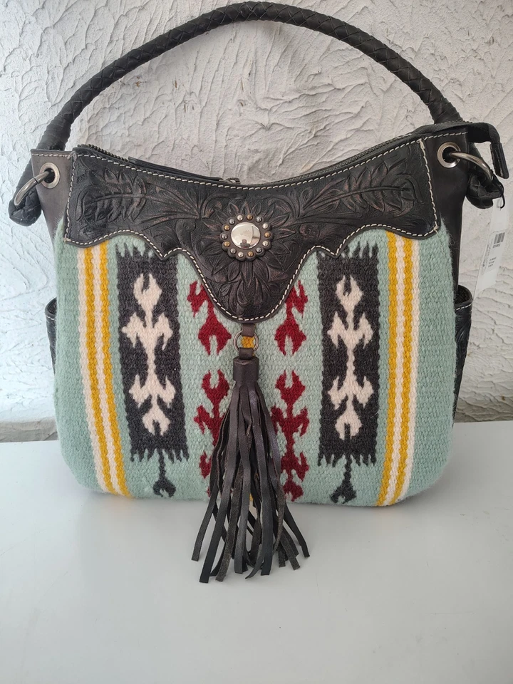 NOCONA Western Bolso de Hombro Cuero Tooled Oculto Llevar Multicolor NUEVO Foto 1 de 4