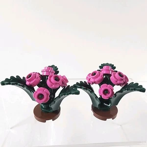 Lego X2 Plantas Arbustos Flor Rosa Ciudad Amigos Sin usar, en caja Curvado Dk Verde Hojas - Imagen 1 de 4