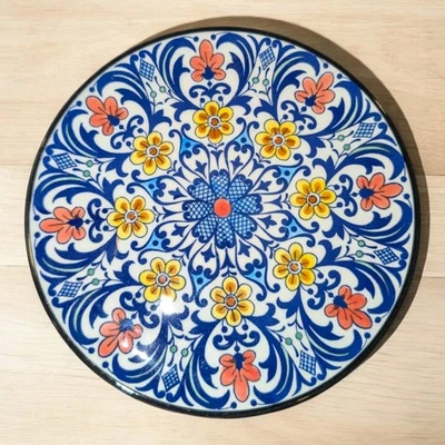 Plato de Pared Ceramar España Pintado a Mano 7" Colorido Floral Cerámica Decoración  Foto 1 de 4