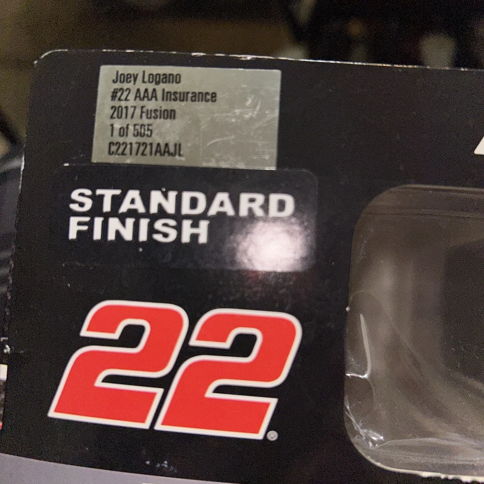 Joey Logano #22 AAA Insurance 2017 Fusion 1:24 Scale 1 Of 505 Autographed - Image 1 of 4