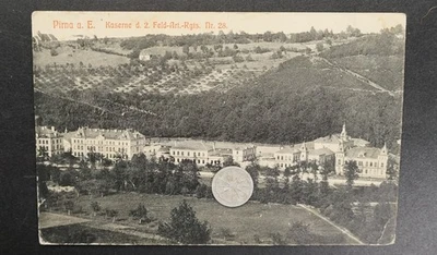 Foto Postkarte Ansicht Wk1 Artillerie Kaserne Pirna Elbe Gebäude Bild Haus Pk - Bild 1 von 2