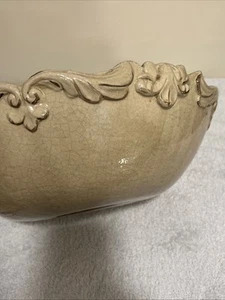 Imax Pottery Decorative Bowl Brown/Tan 12” Made Philippines Cute Decorative Edge - Picture 1 of 8