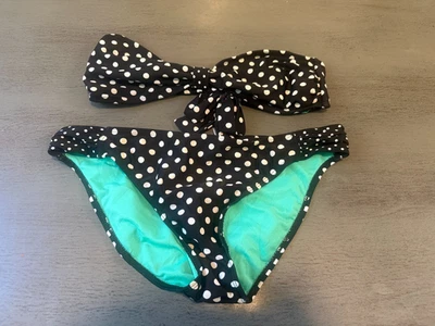 black strapless CALIFORNIA WAVES two Piece Swimsuit Bikini top XL bottom large - Image 1 of 2