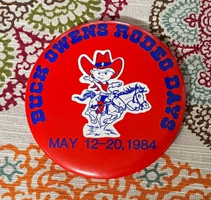 Vintage Buck Owens Rodeo Days 1984 Button Pin Pin-back 3.5" 982A - Picture 1 of 2