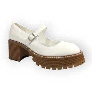 Mia Natania White Platform Mary Jane Lug Sole Pump (Women) 10M - Picture 1 of 7