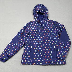 Lands Endmantel Kinder groß lila Tupfen Pufferhaube Taschen Winter Schnee - Bild 1 von 13