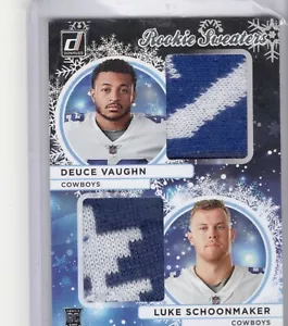 2023 DONRUSS Dual Rookie Sweaters DEUCE VAUGHN & LUKE SCHOONMAKER: COWBOYS - Picture 1 of 2