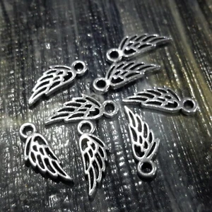 Tibetan Style Alloy Charm, Wing, Antique Silver, 13x5x1.5mm, 15  pce, Free Post - Foto 1 di 2