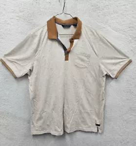 Sean John Men Shirt 3XL Cream Cotton Blend Short Sleeve Tailored Fit Polo T - Picture 1 of 17
