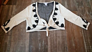 White House Black Market WHBM Bolero Shrug Medium M schwarz-weiß bestickt - Bild 1 von 6