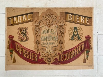 ANCIENNE PLAQUE PUBLICITAIRE DE MARQUE TABAC BIERE EN PAPIER CARTONNE - Photo 1/4