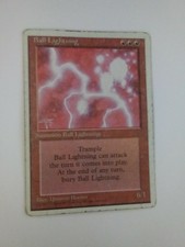 MTG Magic the Gathering English Ball Lightning 1995 4th Edition HP Miscut