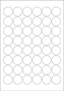 Hojas A4 brillantes de alto brillo - 48 etiquetas de impresora de inyección de tinta de círculo blanco brillante redondas - Imagen 1 de 1