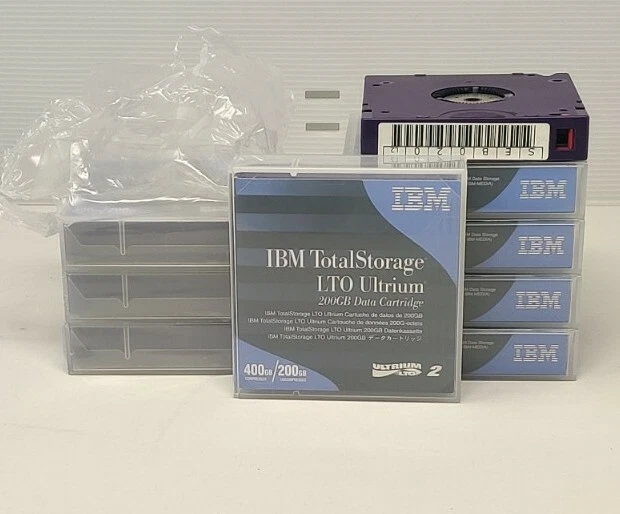  9 IBM Ultrium-2 Tape Cartridges 200GB/400GB 3 New + 6 Used - Image 1 of 1