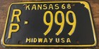 1968 Kansas License Plate 999 Triple Good Number Republic County