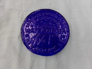 New Orleans Pressed Art Glass Crescent Box Cobalt Blue Water Meter Cover - Picture 1 of 4