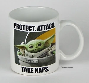Silver Buffalo, STAR WARS, Baby Yoda "Protect, Attack, Take Naps", 20 oz. Mug/s - Picture 1 of 4