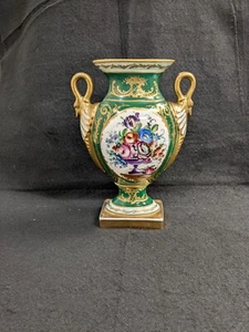 Französische Le Tallec Porzellan Empire Stil Vase in grün handbemalt 10" x 7" - Bild 1 von 6