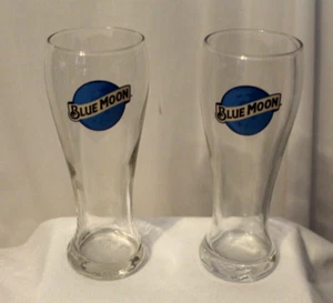 Juego 2 vasos de cerveza Blue Moon usados excelente estado 13 oz 8" de alto - Imagen 1 de 1