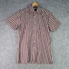 Ben Sherman Shirt Mens Small Red Striped Button Up Short Sleeve Collared Slim