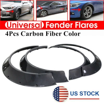 4x Universal Car Fender Flares Carbon Fiber Look Extra Wide Body Wheel Arches US - Image 1 of 4