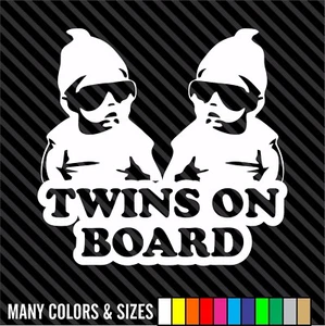 TWINS ON BOARD Vinyl Decal/Sticker Funny Truck Car Hangover Carlos - 14 Colors - Picture 1 of 15