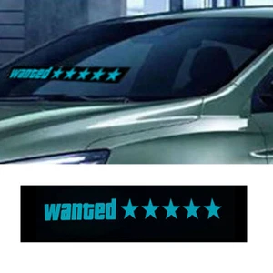 Blue Glow Panel Electric WANTED 5 STARS Lamp Interior LED Light Window Sticker - Imagen 1 de 3