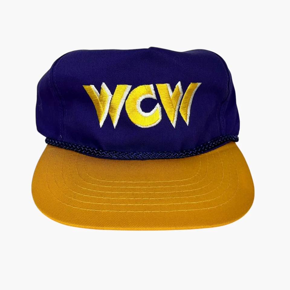 Sombrero De Colección WCW Campeonato Mundial Lucha Snapback Cordón Púrpura Amarillo Foto 1 de 4