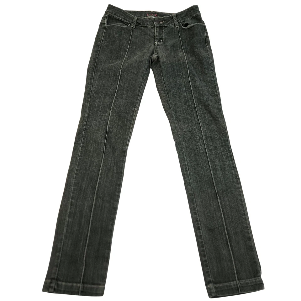 Pantalones de mezclilla LUX French on Reverse French A L Envers para mujer 28x33 verde gris recto Foto 1 de 4