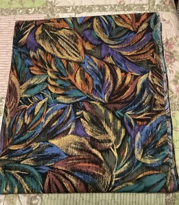 42” X 45” Floral Teal Leaves Fabric Cotton Blend - Picture 1 of 5