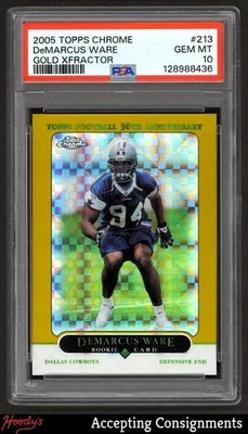 2005 Topps Chrome Gold X-Fractor #213 Demarcus Ware RC Rookie 192/399 PSA 10 GEM - Image 1 of 2