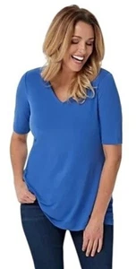 Susan Graver Modern Essentials Regular Liquid Knit Tunic Blue Small A390483 - Picture 1 of 8