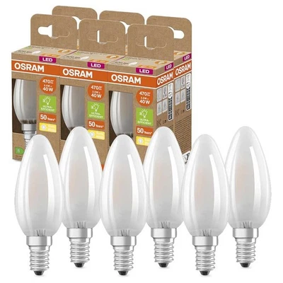 6 x Osram LED Filament Kerze 2,5W = 40W E14 matt warmweiß 2700K ultra effizient - Bild 1 von 3