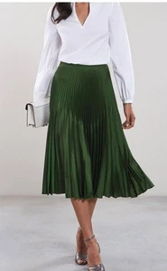 Reiss Pleated Women’s Skirt Midi Green size 6 - Picture 1 of 3