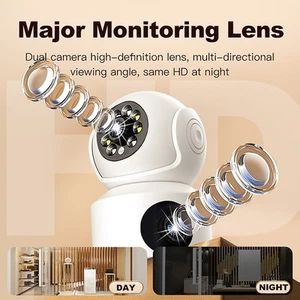 Camera Dual Lens Dual Screen Baby Monitor Home Security Camera PTZ Auto Trac _wa - Bild 1 von 12